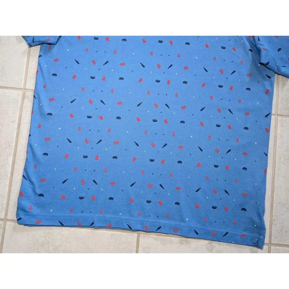 Travis Mathew Men's Large Golf Polo Shirt USA Print Blue Stretch The Boulders - Picture 3 of 7